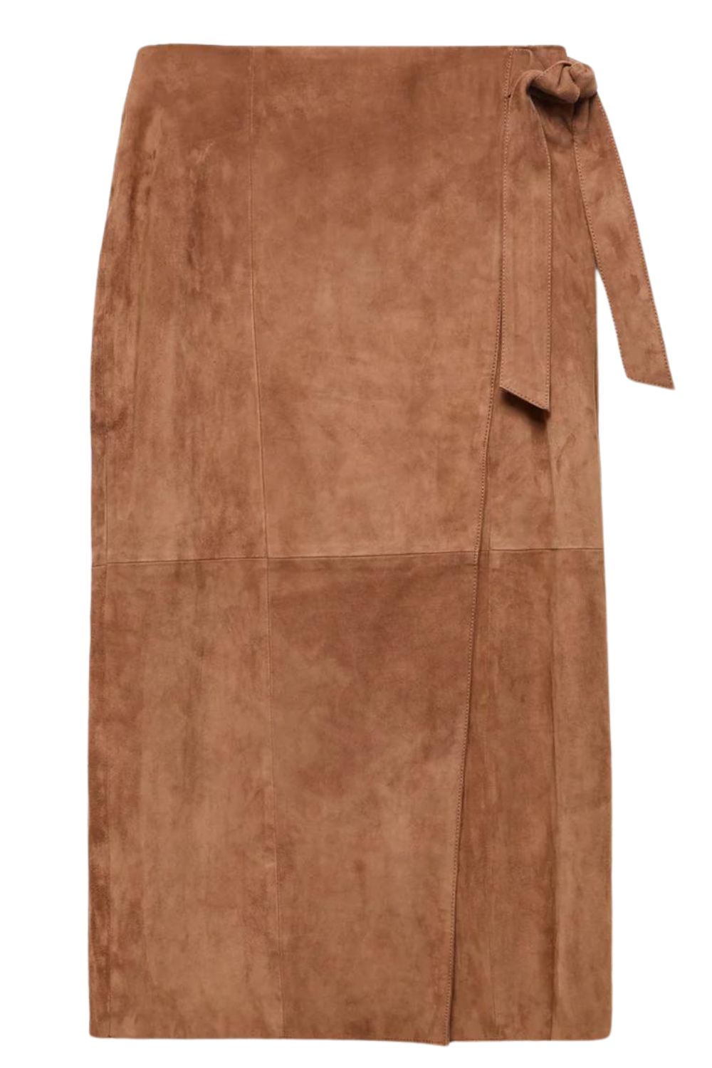 Mint Velvet Tan Suede Tie Side Midi Skirt