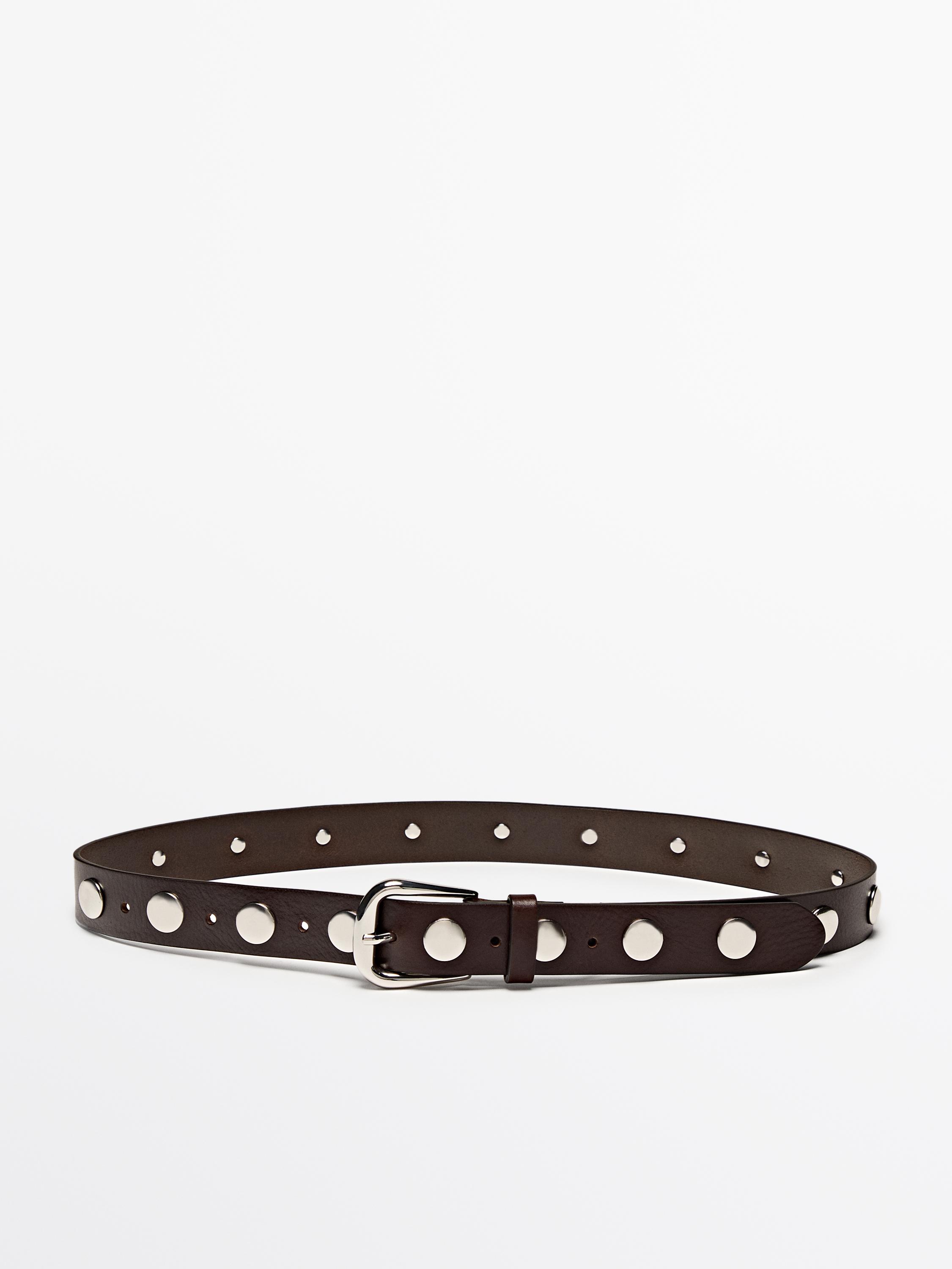 Massimo Dutti Leather Studded Belt