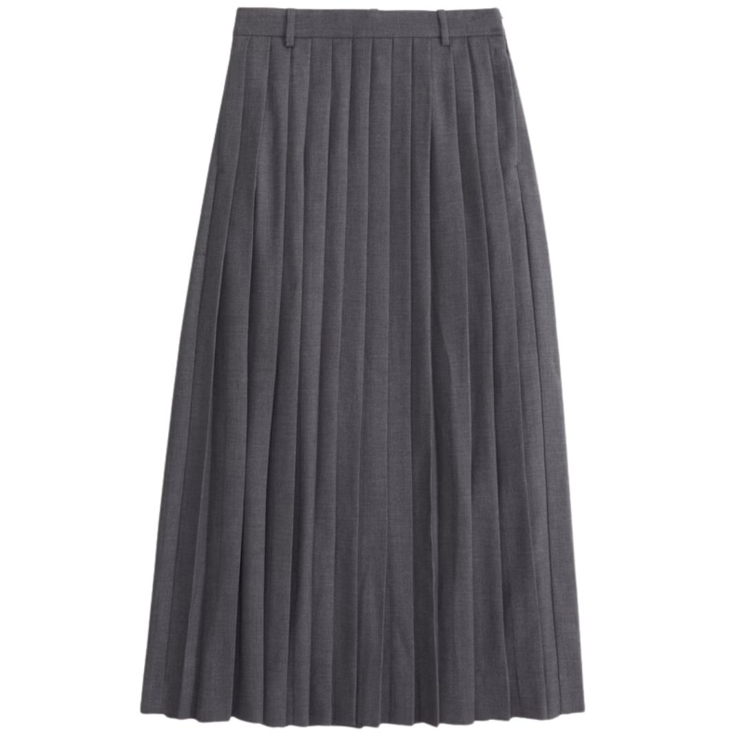 Abercrombie & Fitch Mid Rise Pleated Maxi Skirt