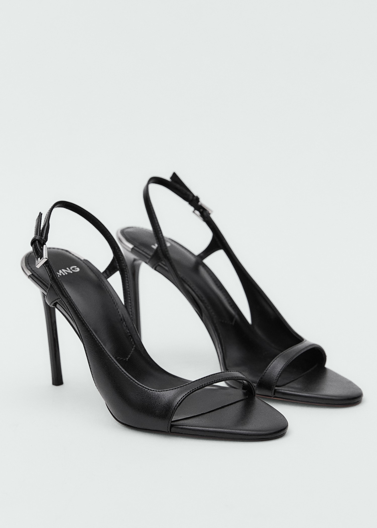 Leather Sandals With Asymmetrical Heel - Women | Mango United Kingdom