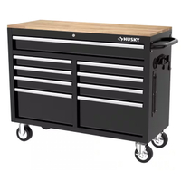 Husky Tool Storage D Mobile Workbench Cabinet in Gloss Black