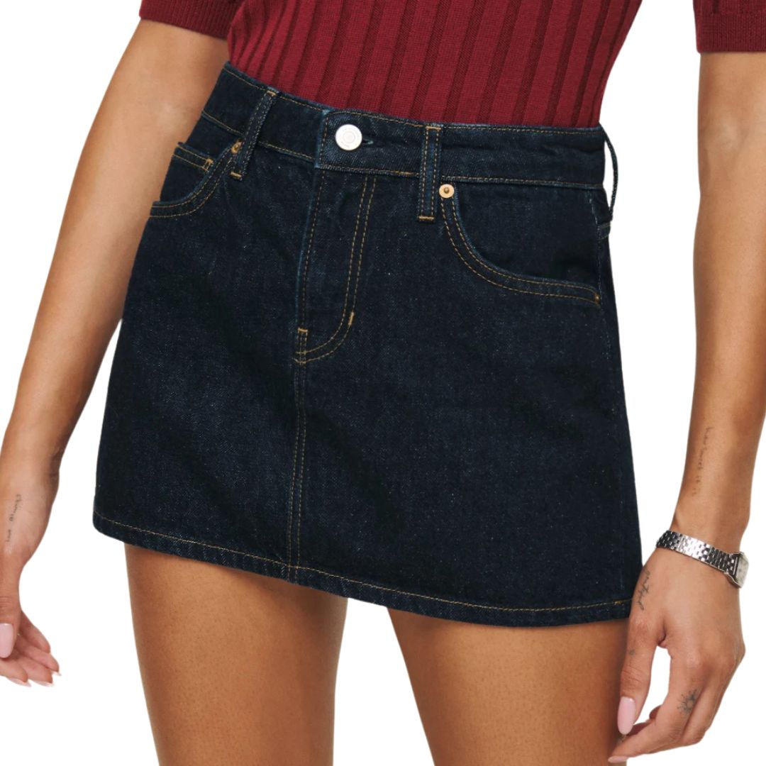 Reformation Hazel Low Rise Denim Mini Skirt