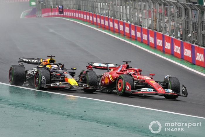 Charles Leclerc, Ferrari SF-24, battles with Max Verstappen, Red Bull Racing RB20