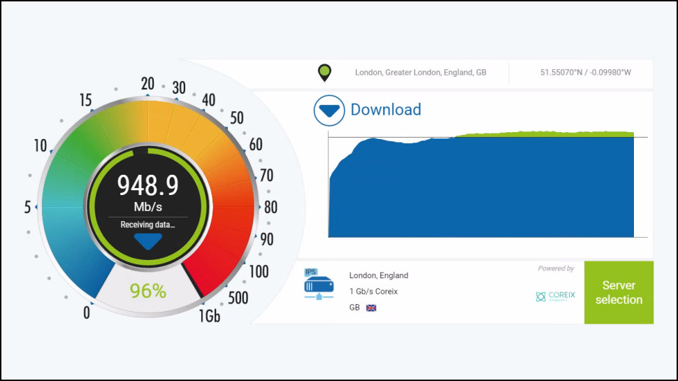 nPerf performance benchmark for VPNs testing a VPN server in London