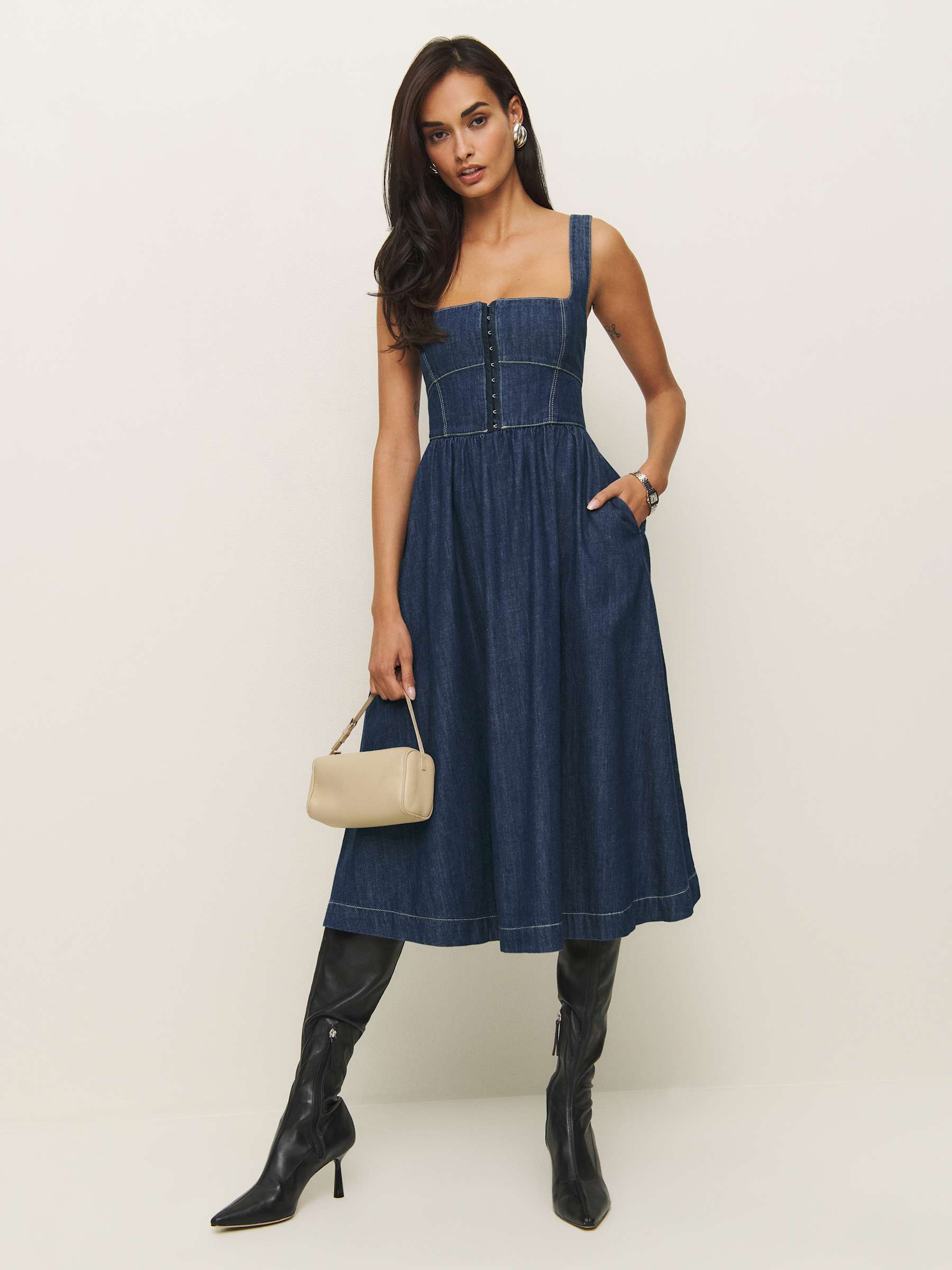 Tagliatelle Denim Midi Dress