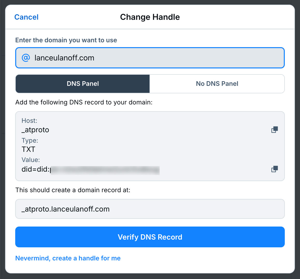 Bluesky Domain Handle