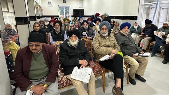 Pensioners at a consular camp held at the Khalsa Diwan Society gurdwara in Abbotsford, Canada. (Credit: Consulate of India, Vancouver)