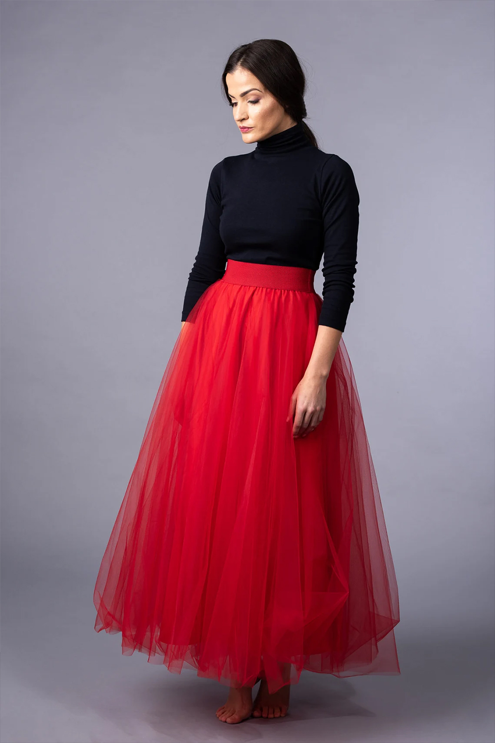 red tulle skirt