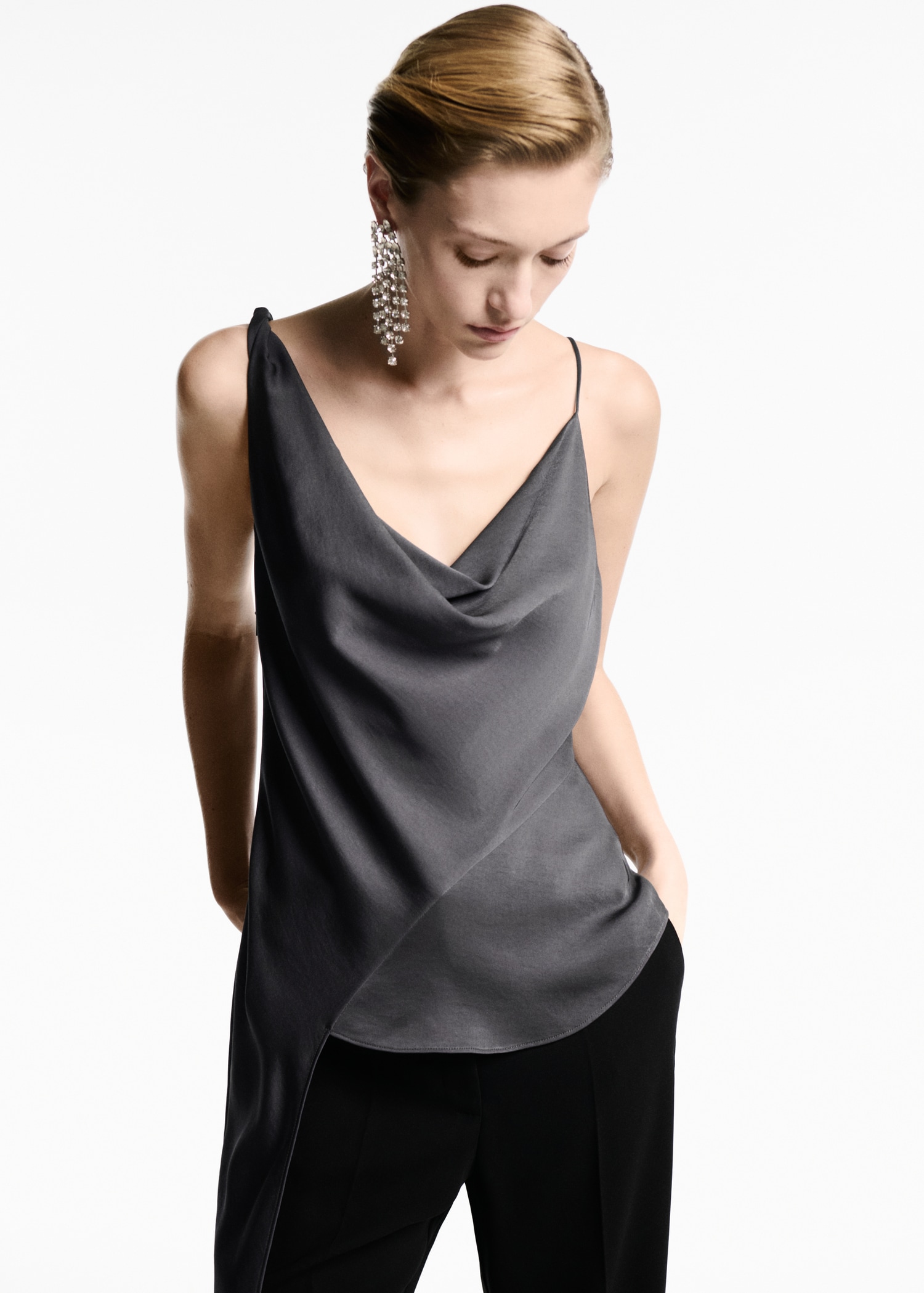 Asymmetrical Top With Draped Neckline - Women | Mango United Kingdom