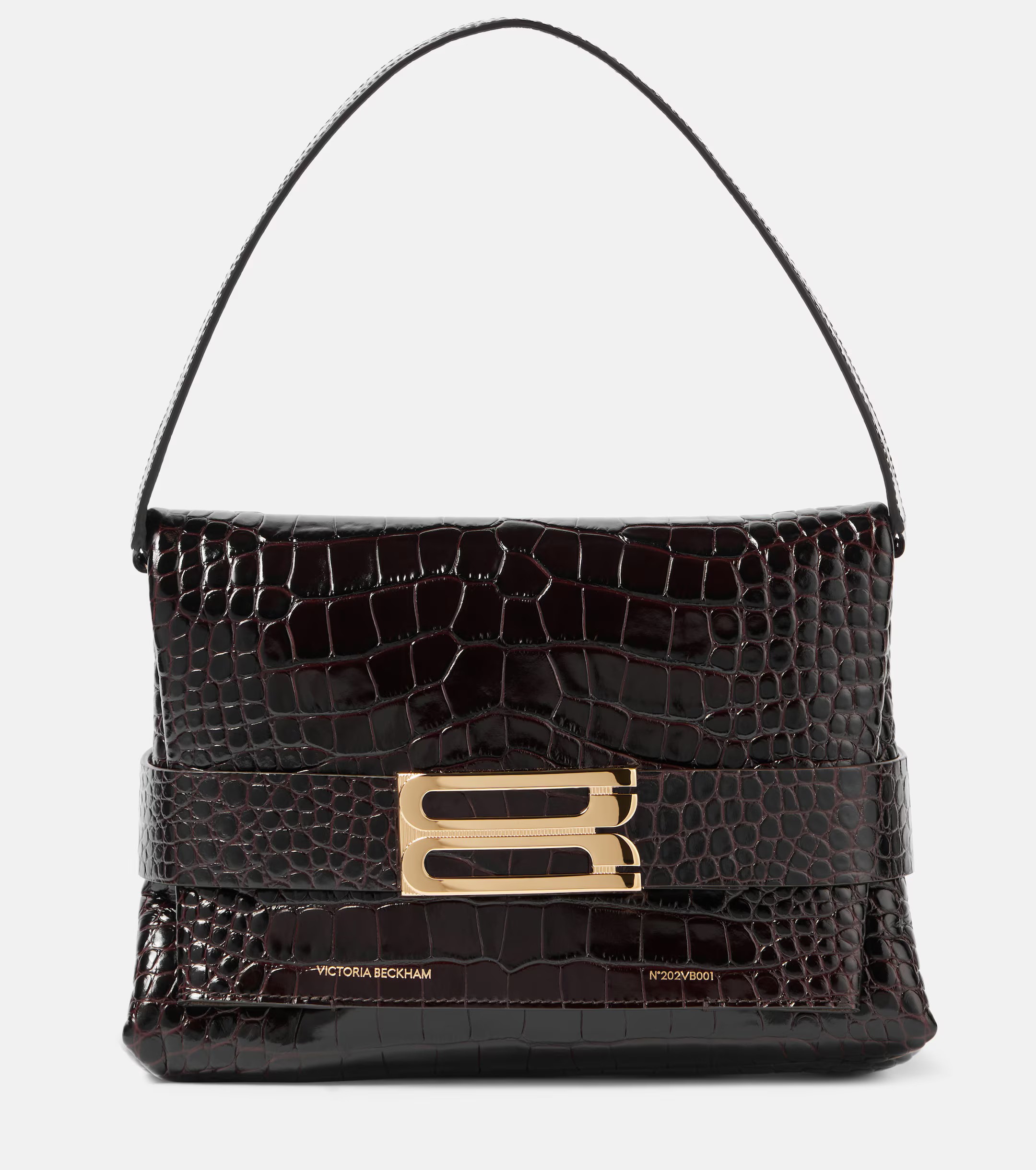 B croc-effect patent leather shoulder bag