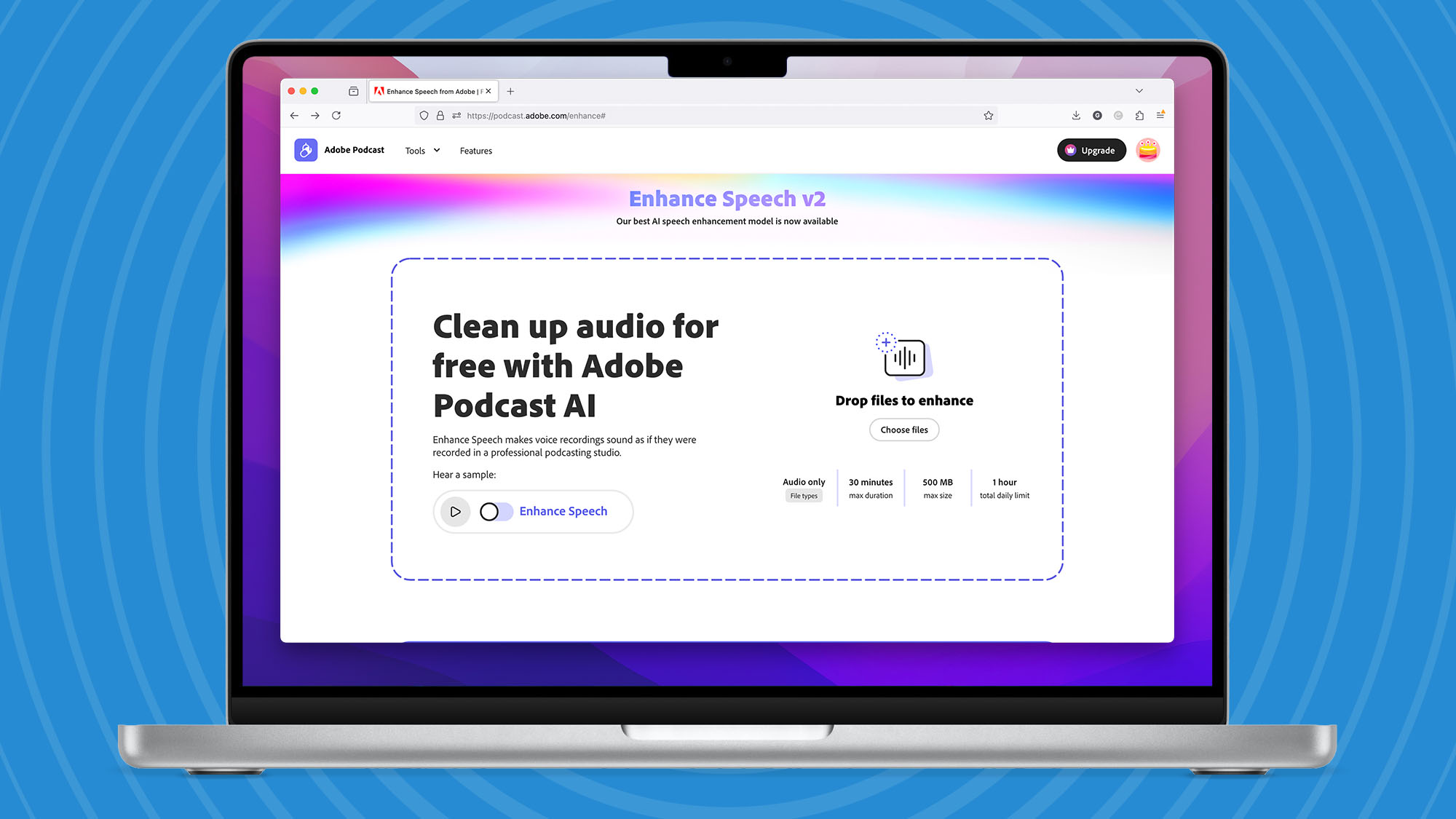 Adobe Enhance Speech in web browser