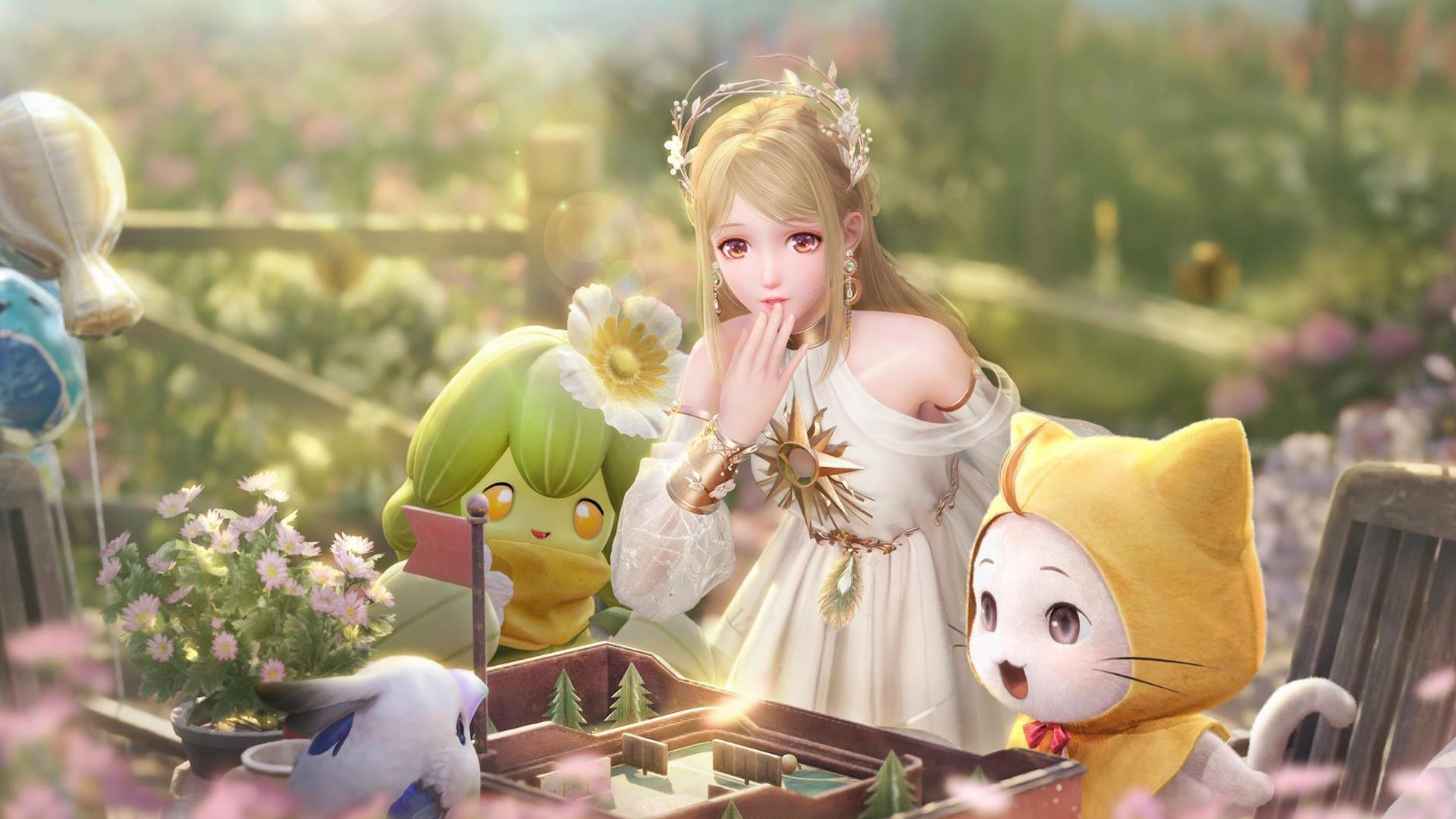 The screenshot shows Nikki, Momo, and their friends playing a minigame.