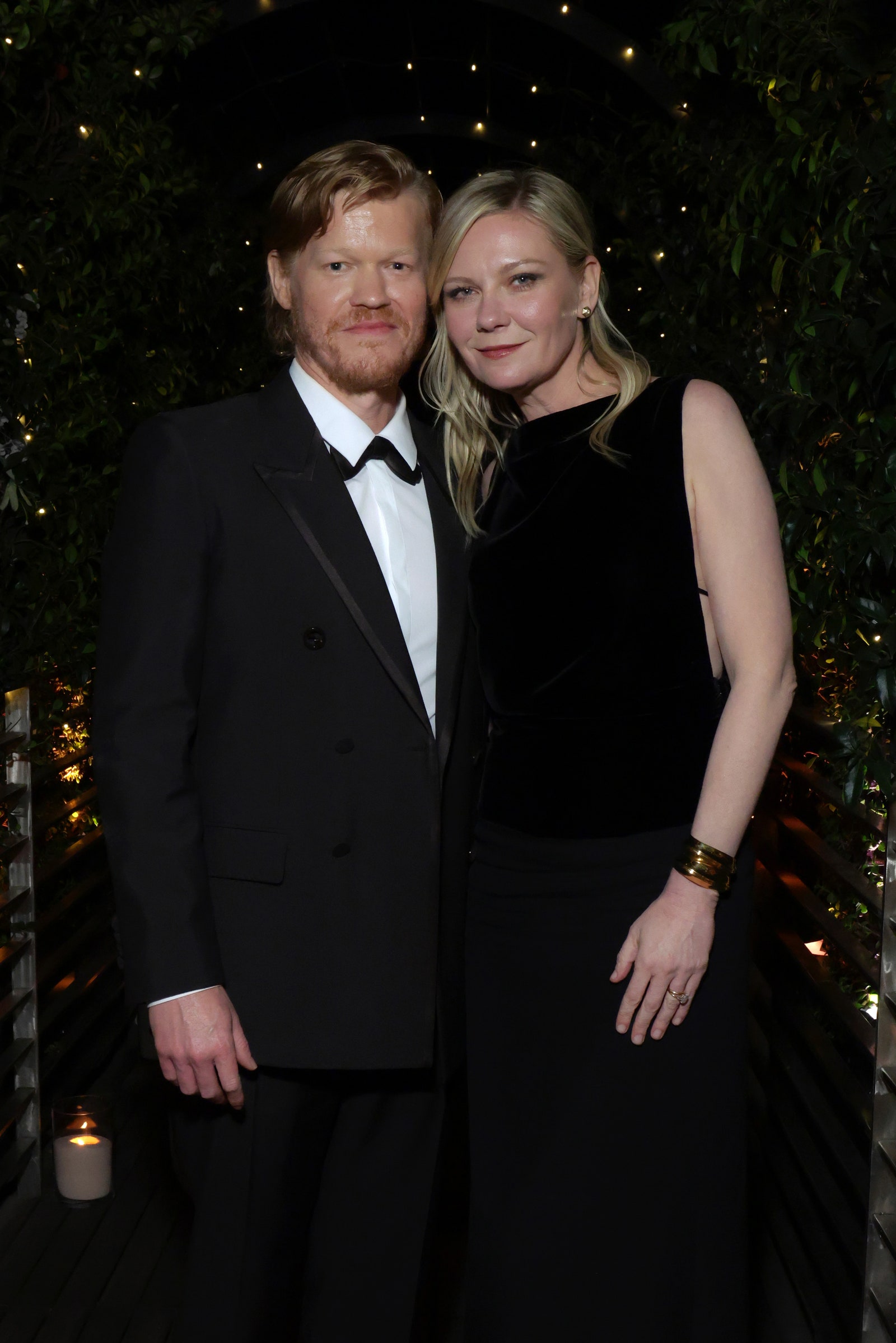 Image may contain Jesse Plemons Kirsten Dunst Clothing Formal Wear Suit Blazer Coat Jacket Tuxedo and Dress