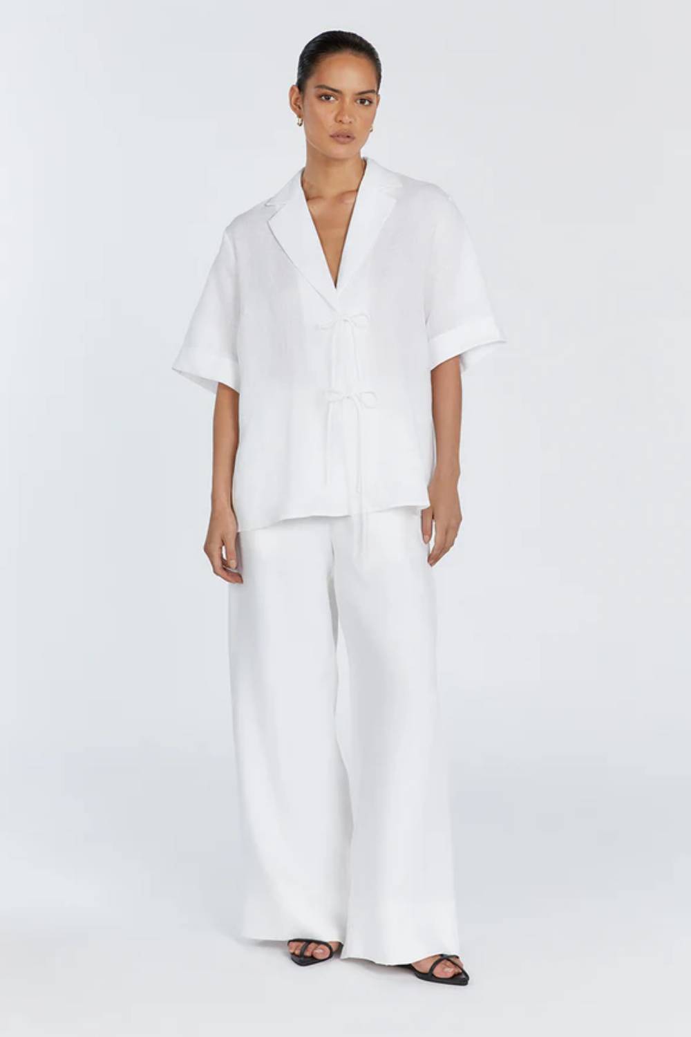 DISSH Emelia White Linen Wrap Shirt