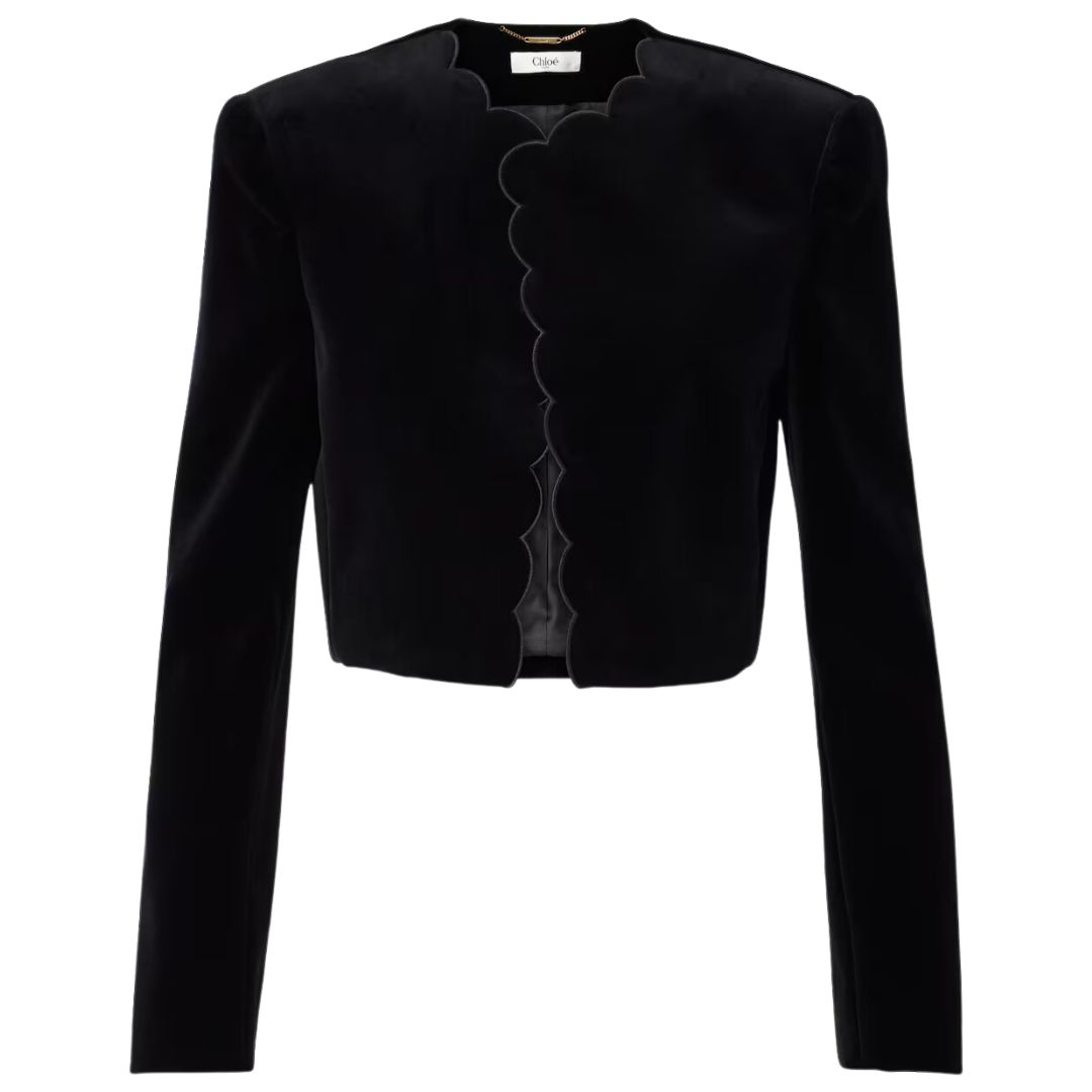 Chloe Spencer scalloped cotton velvet jacket