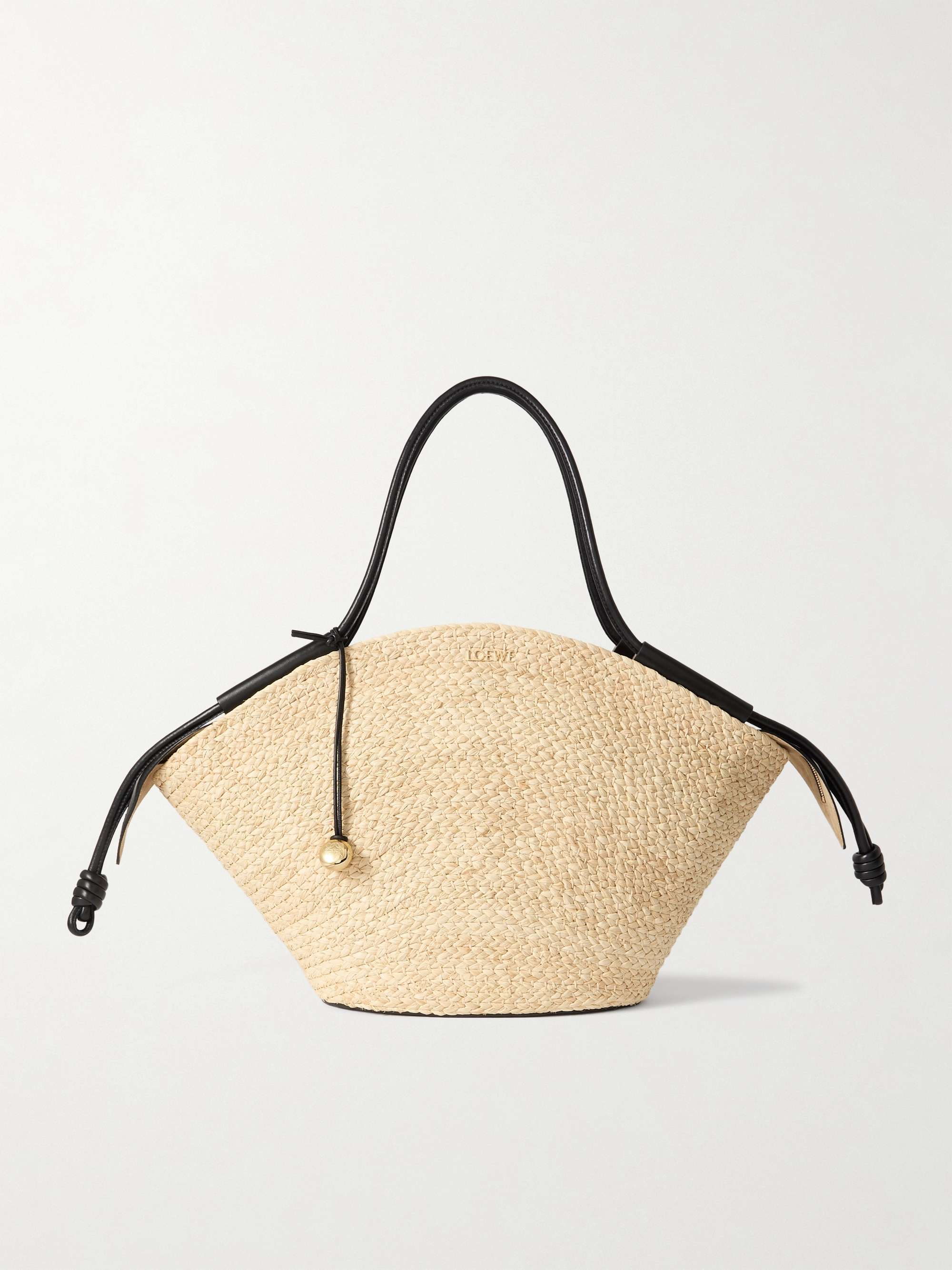 Paseo Large Leather-Trimmed Raffia Tote