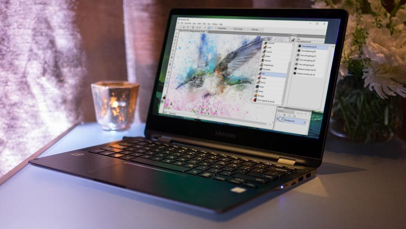 Painting software on a laptop