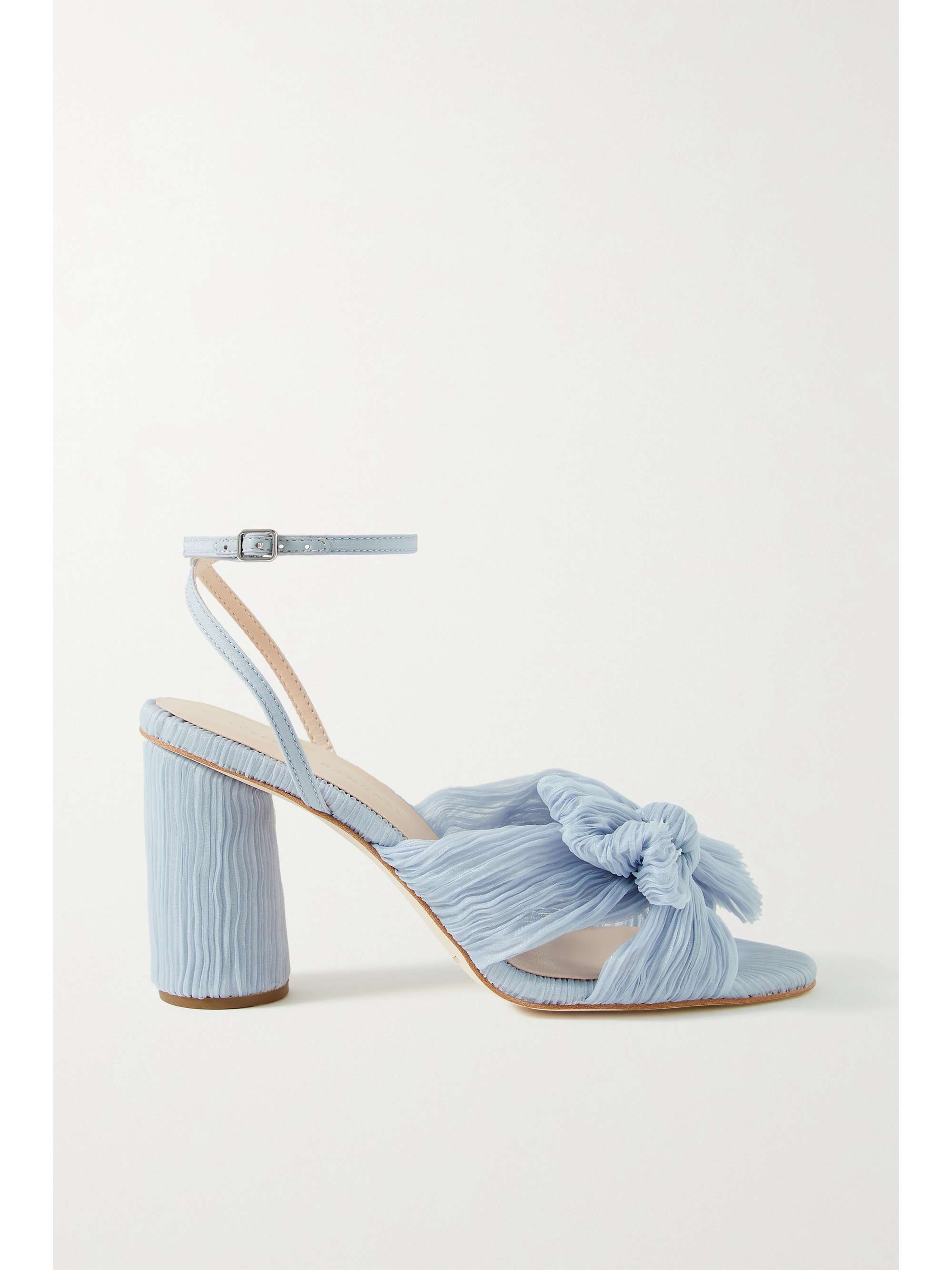 Camellia Bow-Embellished Plissé-Organza Sandals