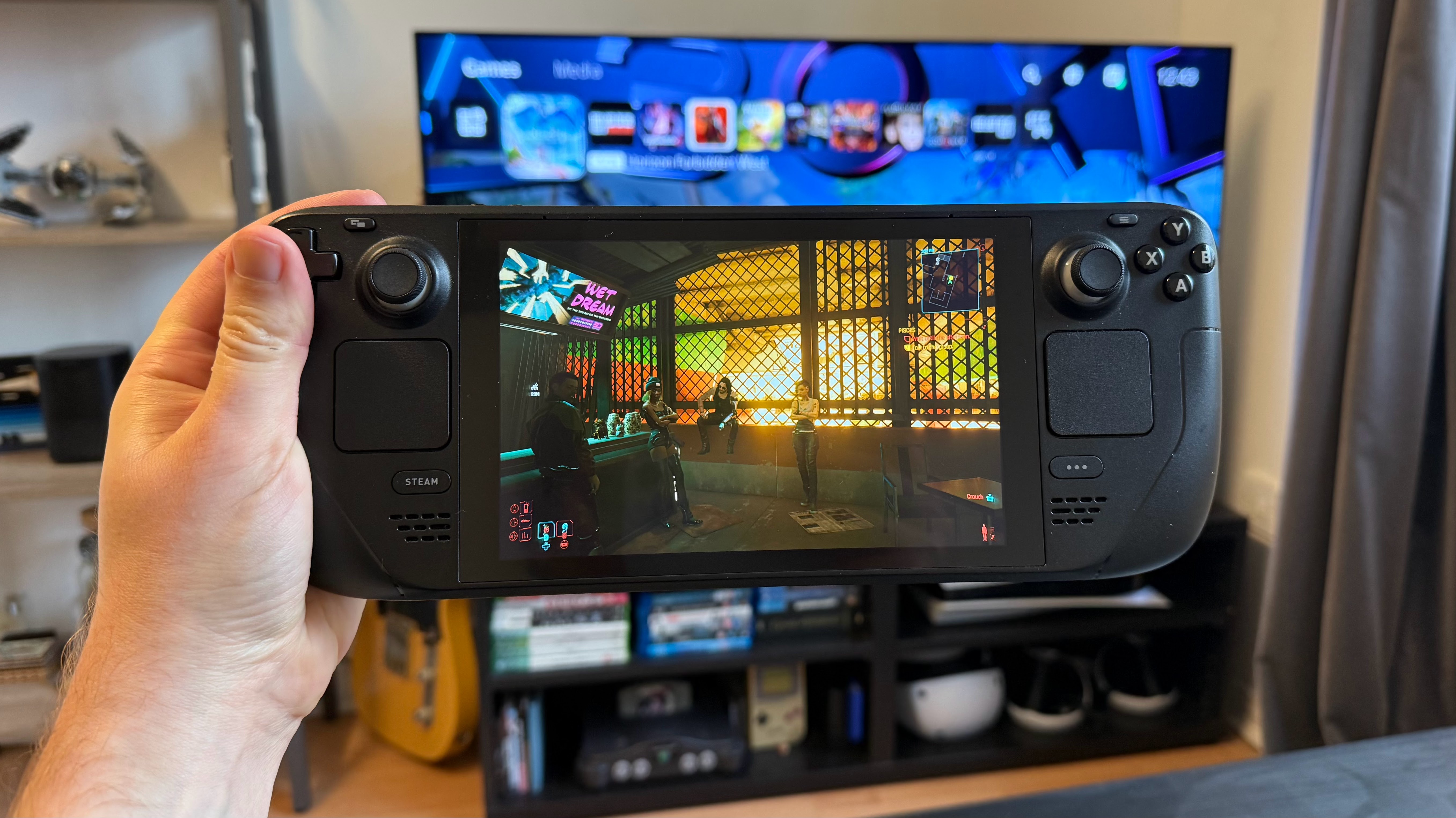 an image of the Valve Stream Deck running Cyberpunk 2077