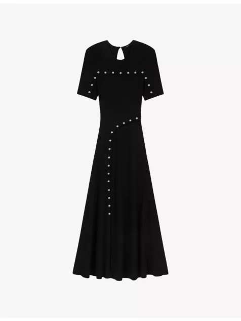 Clover-Embellished Short-Sleeve Stretch-Knit Midi Dress