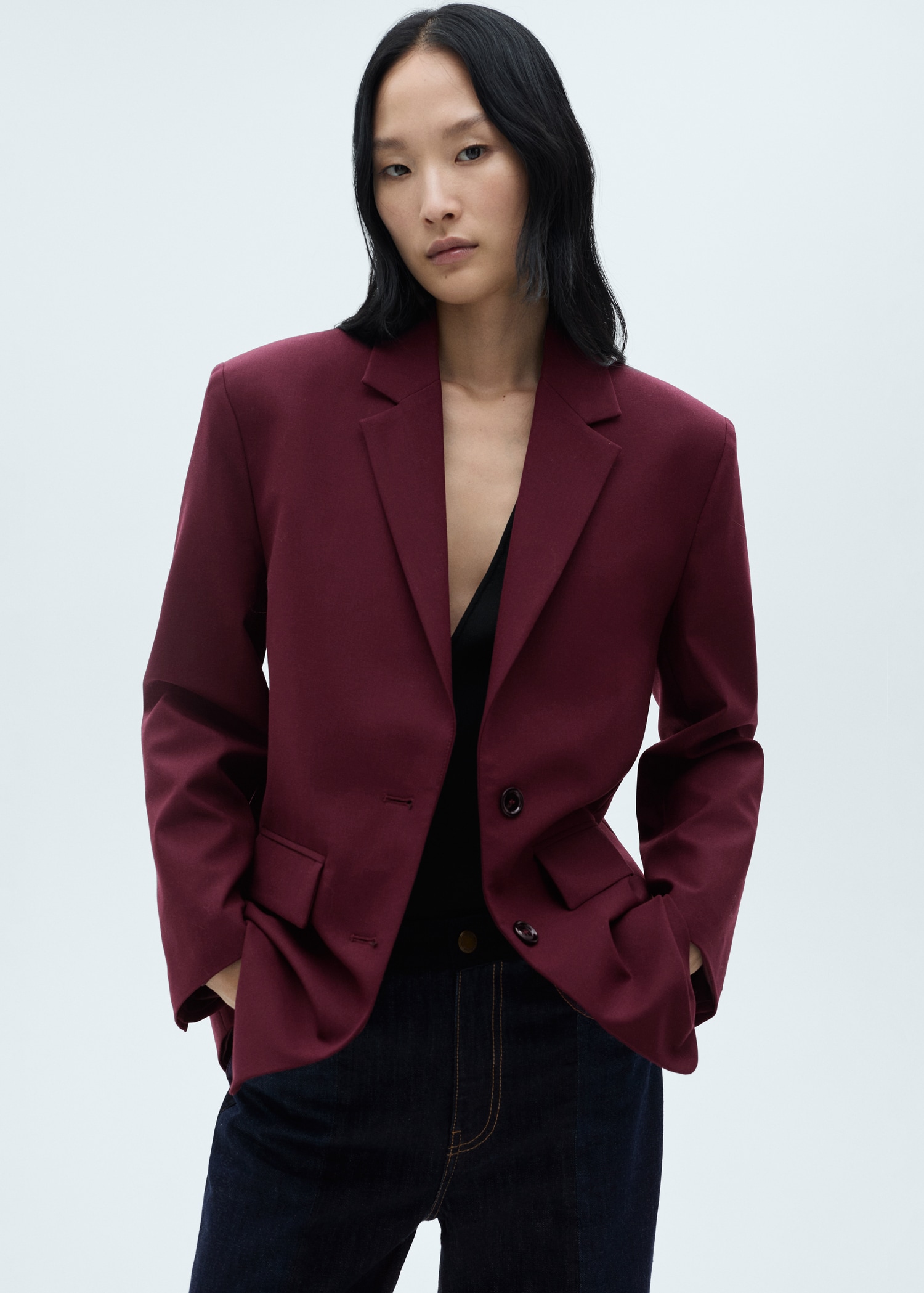 Wool Jacket With Pronounced Shoulders - Women | Mango United Kingdom