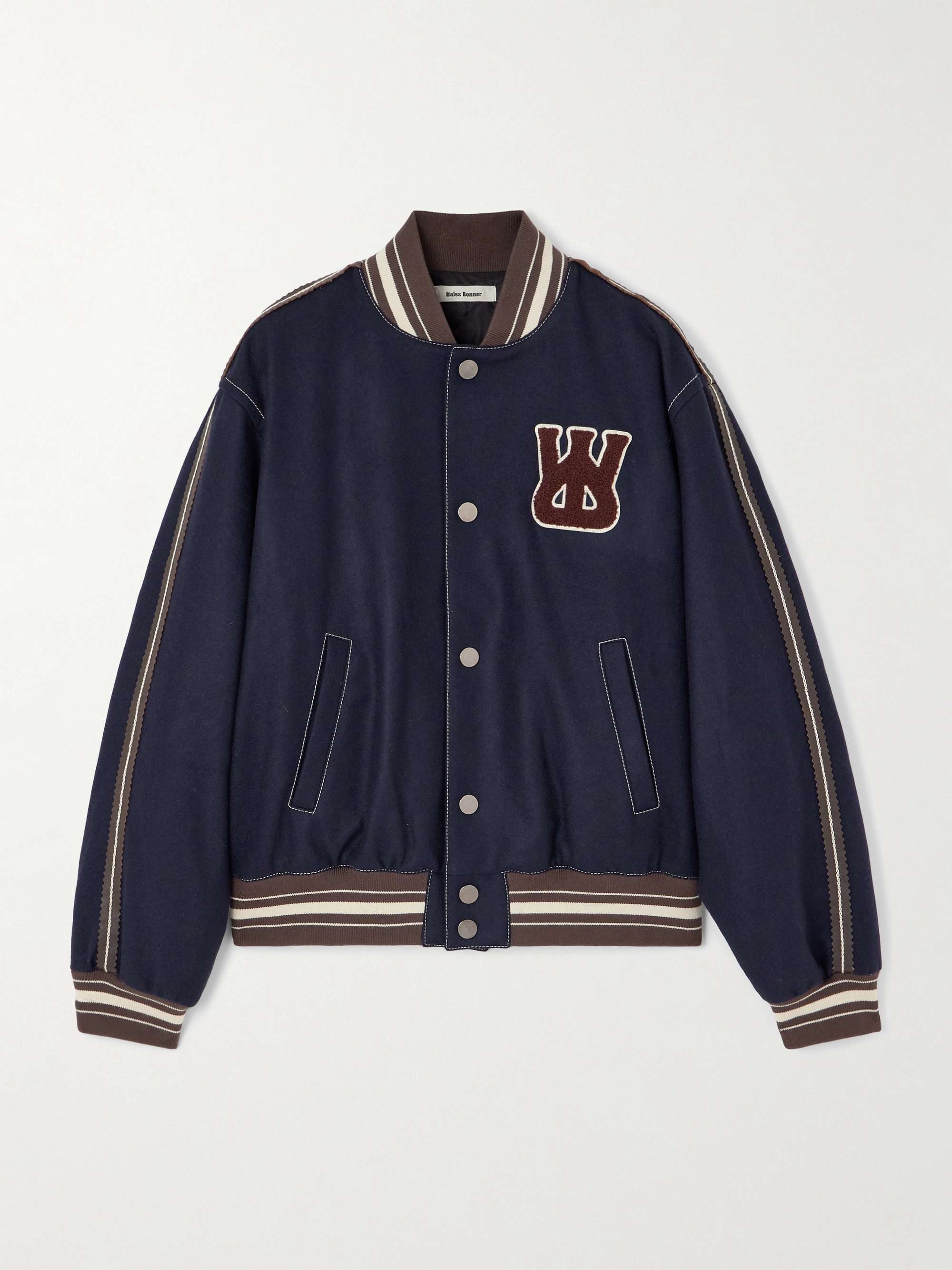 Appliquéd Embroidered Wool-Blend Varsity Jacket