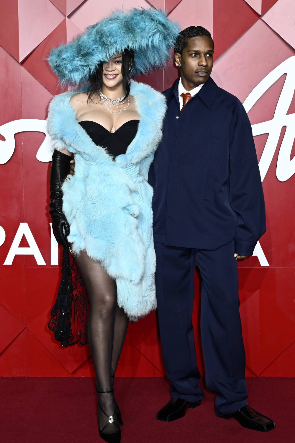 Rihanna and A$AP Rocky attend The Fashion Awards 2024 presented by Pandora at the Royal Albert Hall