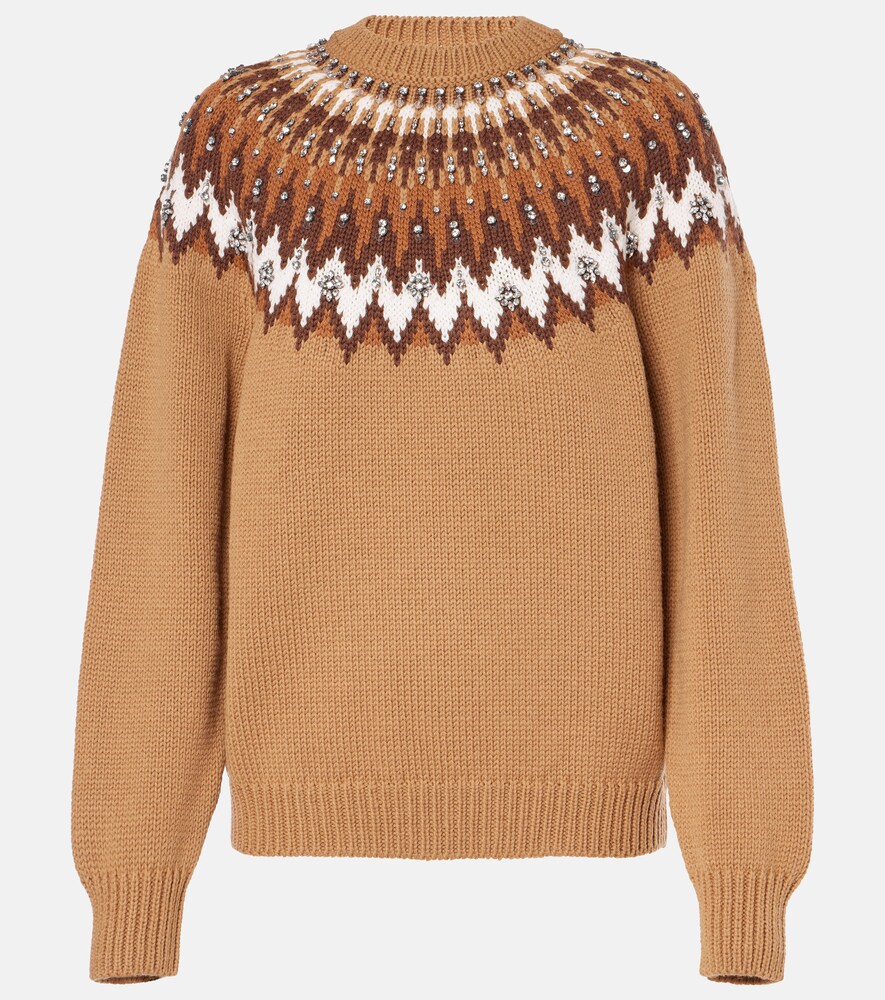 Embellished Wool Jacquard Sweater