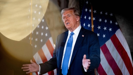 PALM BEACH, FLORIDA - DECEMBER 16: U.S. President-elect Donald Trump speaks at a news conference at Trump's Mar-a-Lago resort on December 16, 2024 in Palm Beach, Florida. In a news conference that went over an hour, Trump announced that SoftBank will invest over $100 billion in projects in the United States including 100,000 artificial intelligence related jobs and then took questions on Syria, Israel, Ukraine, the economy, cabinet picks, and many other topics. Andrew Harnik/Getty Images/AFP (Photo by Andrew Harnik / GETTY IMAGES NORTH AMERICA / Getty Images via AFP)(Getty Images via AFP)