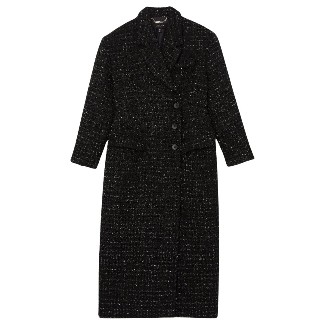 Karen Millen Metallic Texture Check Darted Waist Midaxi Tailored Coat