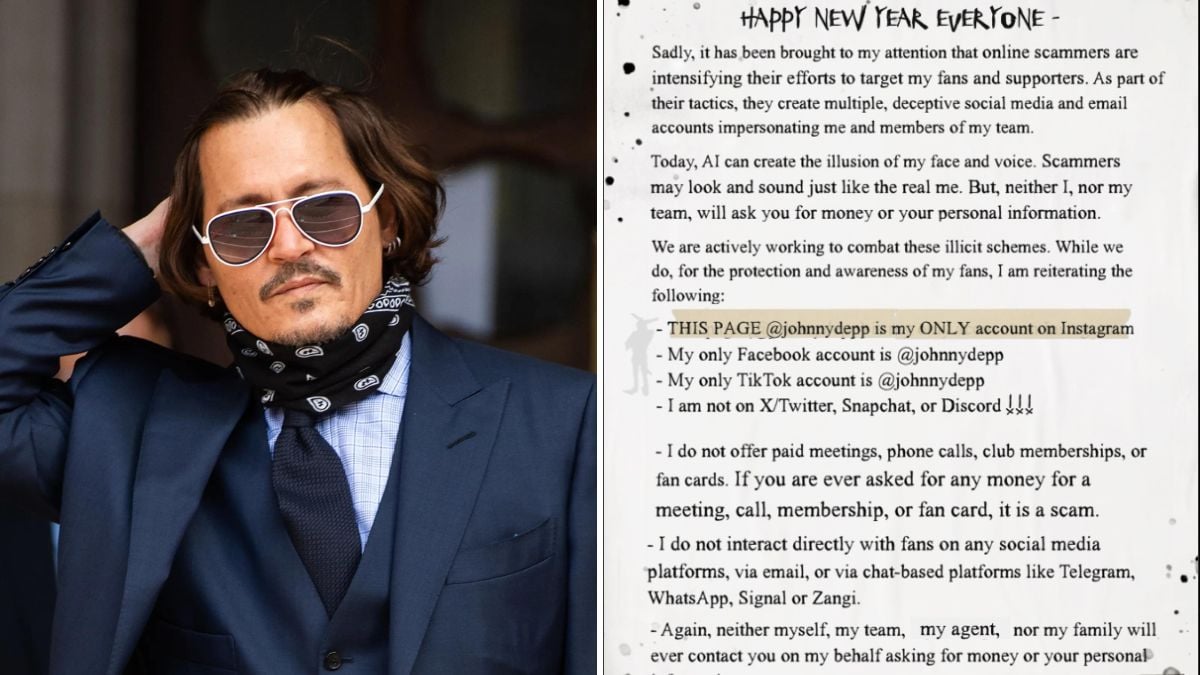 Johnny Depp Warns Fans About Scammers 'Impersonating' Him Online: 'I Will Never Ask You For Money & Personal Info'