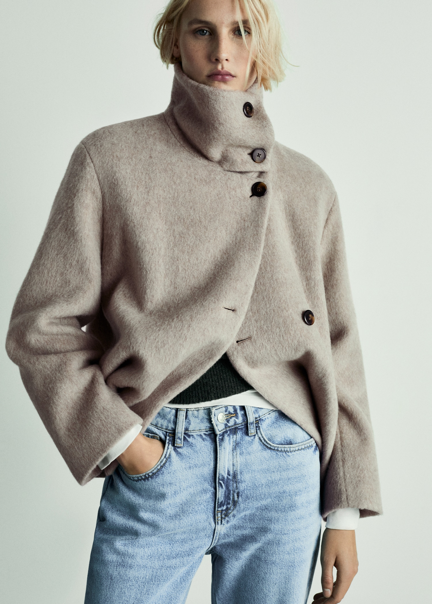 Turtleneck Wool Coat - Women | Mango United Kingdom