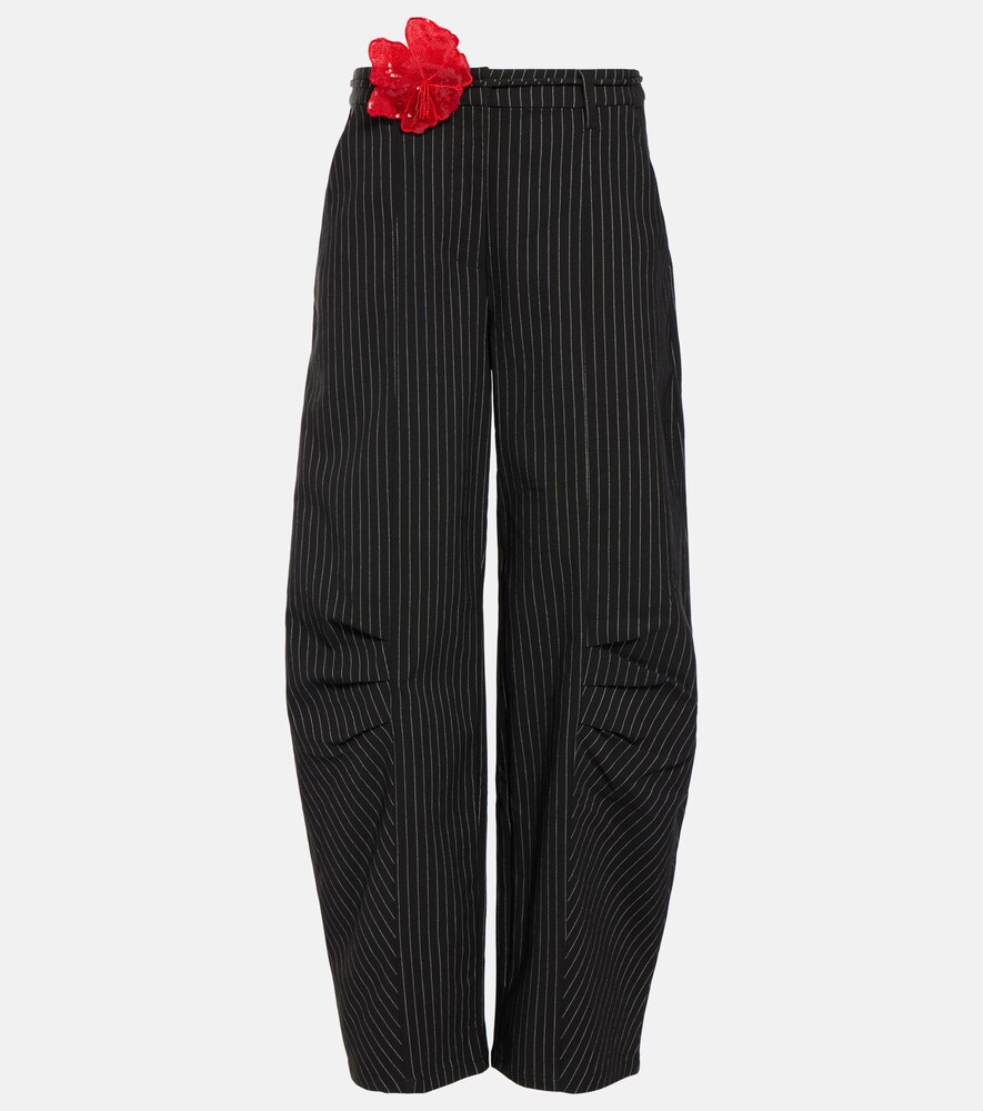 Pinstripe Wide-Leg Pants