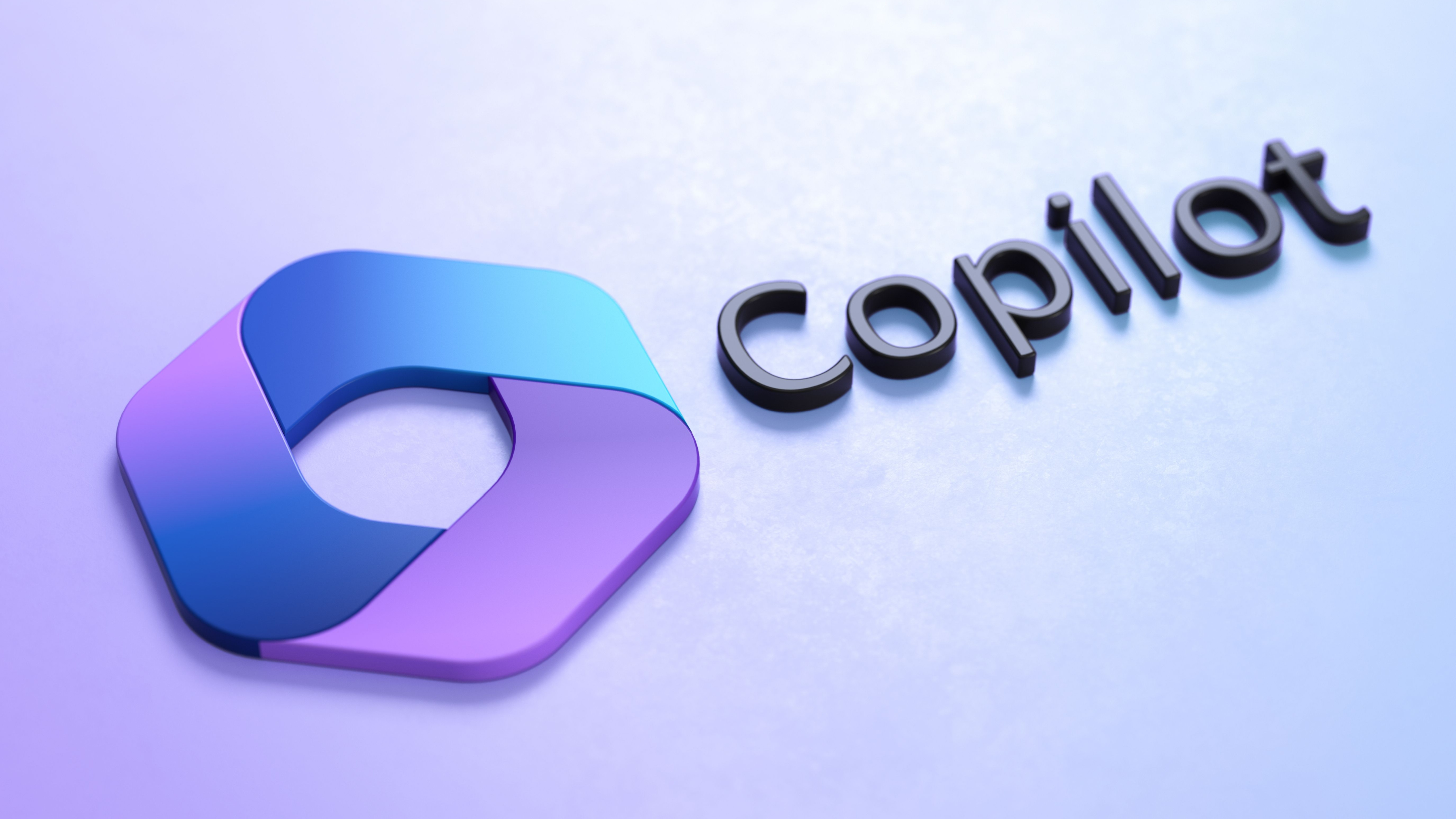 cfwp84dqhvkkkrsvwyqpyk-1-14 Microsoft Copilot combines the Microsoft 365 apps, Microsoft Graph and Artificial Intelligence. Isolated 3D logo on a surface